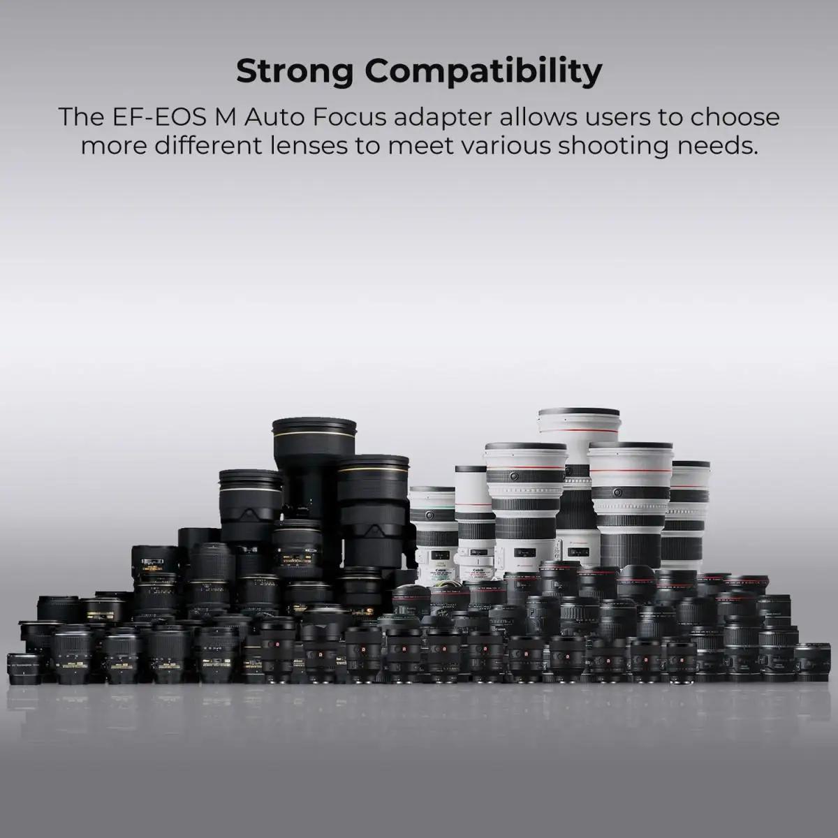 Adaptateur de monture d'objectif autofocus K&F CONCEPT EF vers EOS M pour objectifs Canon EF EF-S et