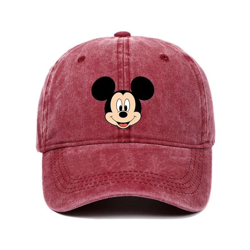 Casquette de baseball unisexe vintage délavée avec imprimé Mickey et Minnie pour hommes et femmes, c