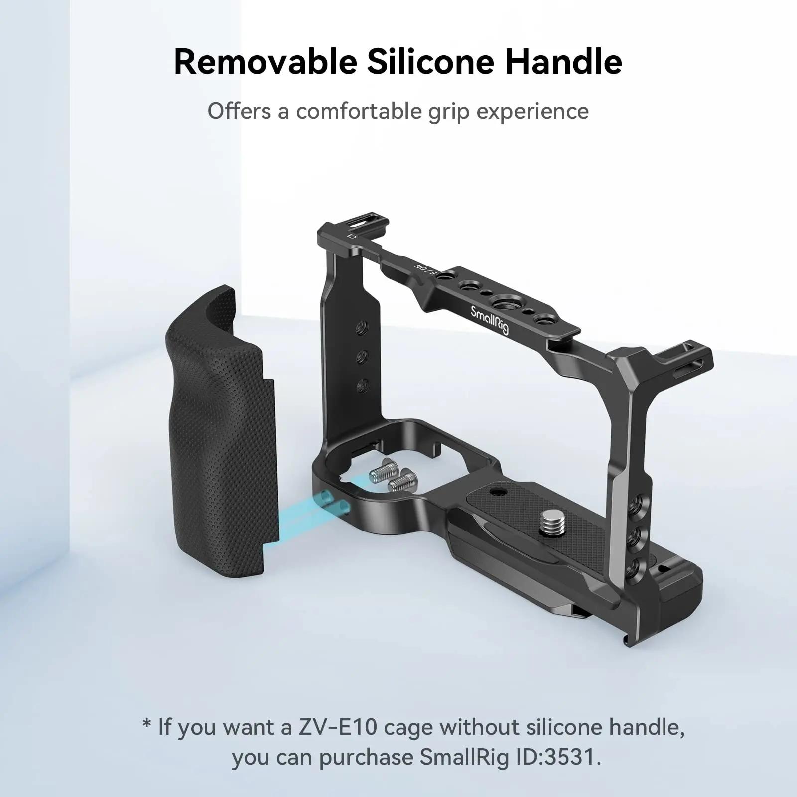 SmallRig pour Cage Sony ZV-E10 avec poignée en Silicone et plaque de dégagement rapide intégrée pour