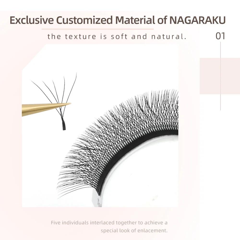 NAGARAKU Livraison Locale UE 5 Boîtes Extensions de Cils Pré-faits en Éventail Forme W Bloom 3D 4D 5
