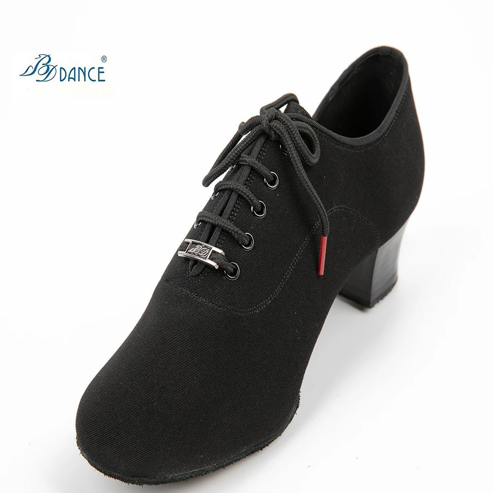 Chaussures de danse latine BD pour hommes - Semelles souples Oxford talon 4.5cm toile respirante
