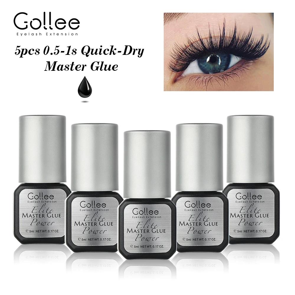 Colle pour extensions de cils Gollee 0,5s à séchage rapide 5ml, colle pour cils, tenue 6-8 semaines,