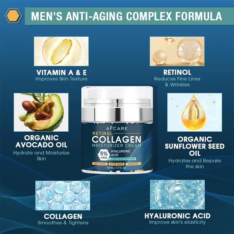 Combinaison de crème pour le visage au collagène 8%, acide hyaluronique de haute qualité, Anti-rides