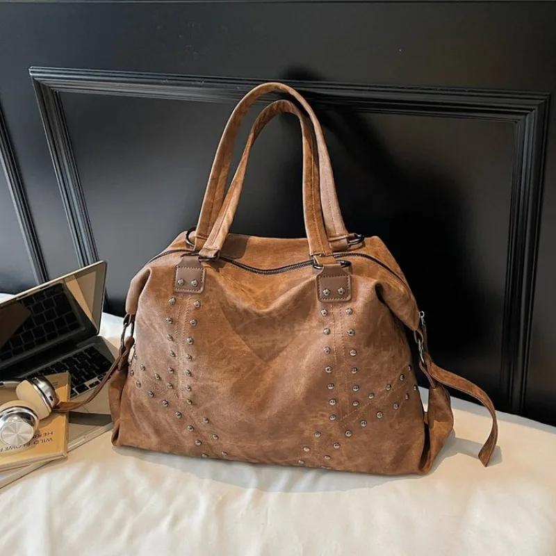 Sac à langer décontracté unique, style vintage, couleur unie, grande capacité, sac fourre-tout pour