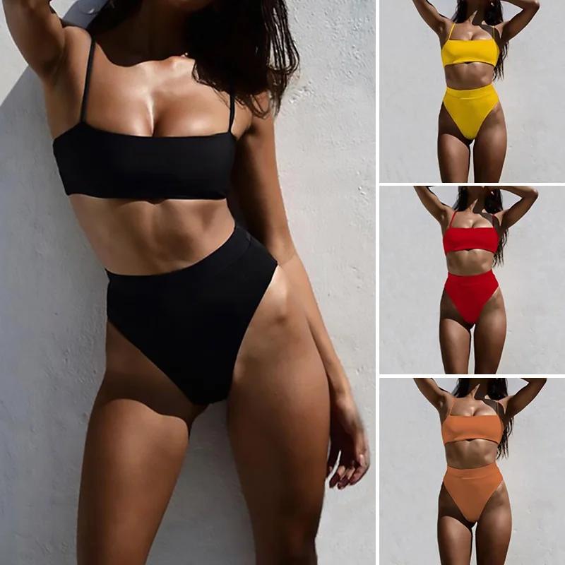 Maillot de bain brésilien push-up pour femmes, bikini sexy, taille haute, ensemble deux pièces, pour