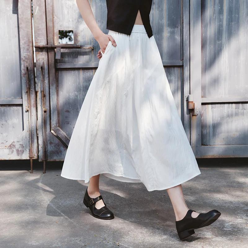 Jupe Femme Semir 2026 – Taille Élastique, Drapée, Fendue, Coupe Évasée, Style Décontracté Ample, Dou