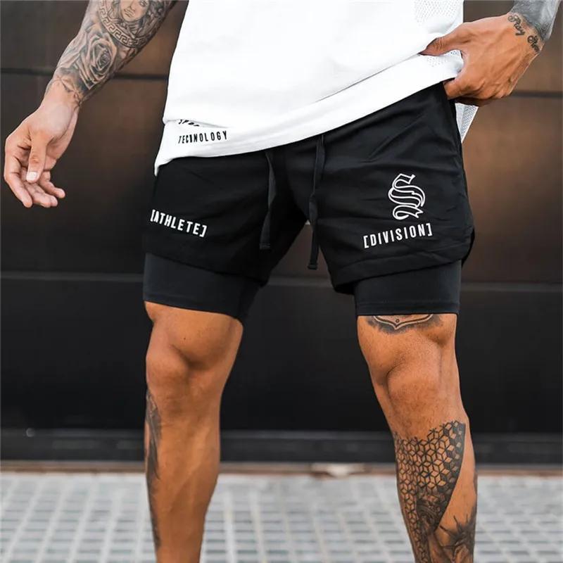 Shorts sport 2 en 1 hommes course fitness - Jogging double pont séchage rapide gym 2025