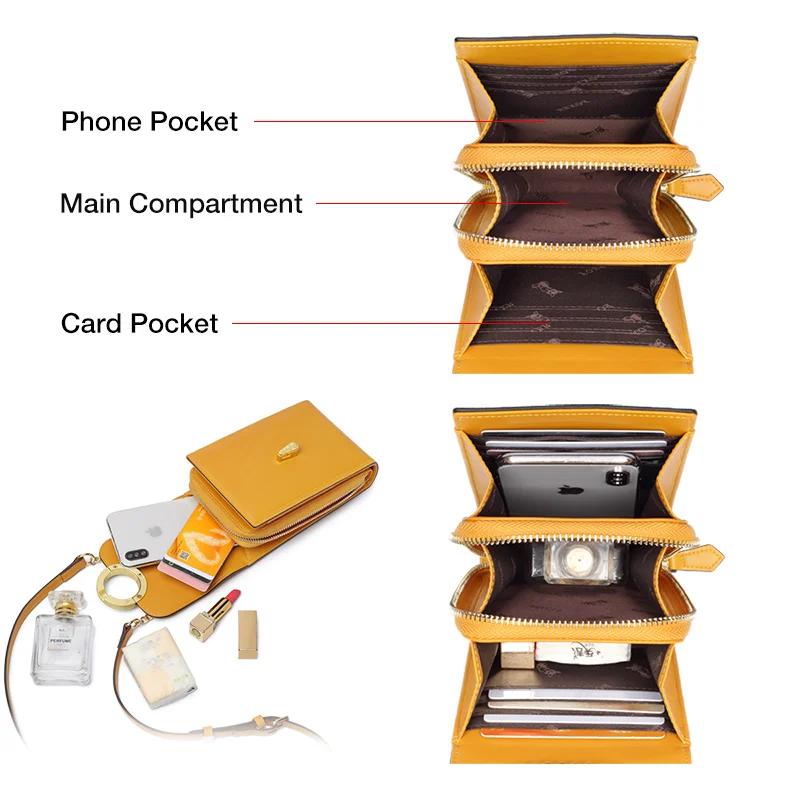 FOXER marque sac de téléphone portable en cuir fendu sac à bandoulière pour femme 2025 mode léger lu