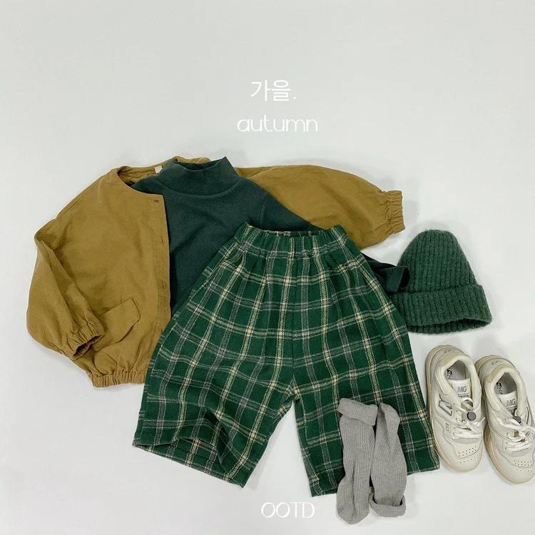 Pantalon à Carreaux pour Garçon, Tissu Tissé, Jambes Larges, Court, à la Mode, Printemps Automne