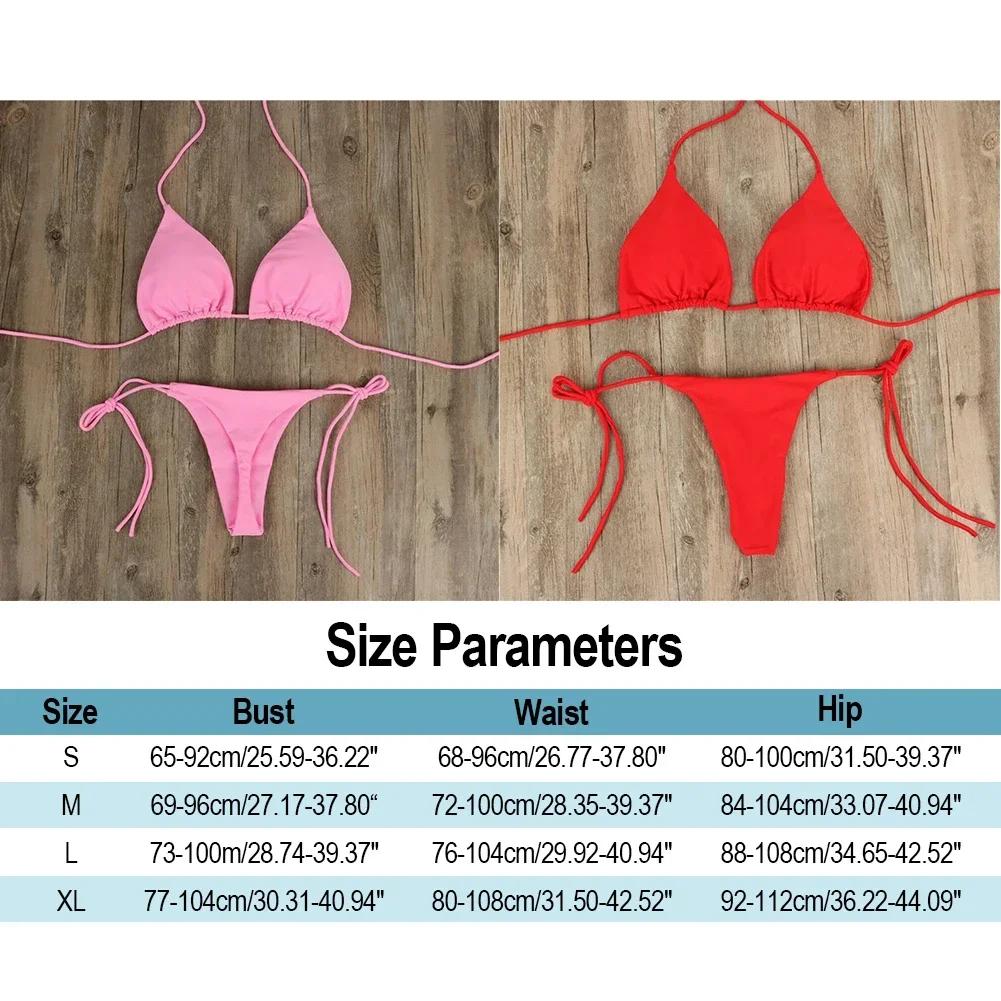 Maillot de bain à lacets pour femmes, couleur unie, Style col suspendu, Triangle réglable, Sexy, pla