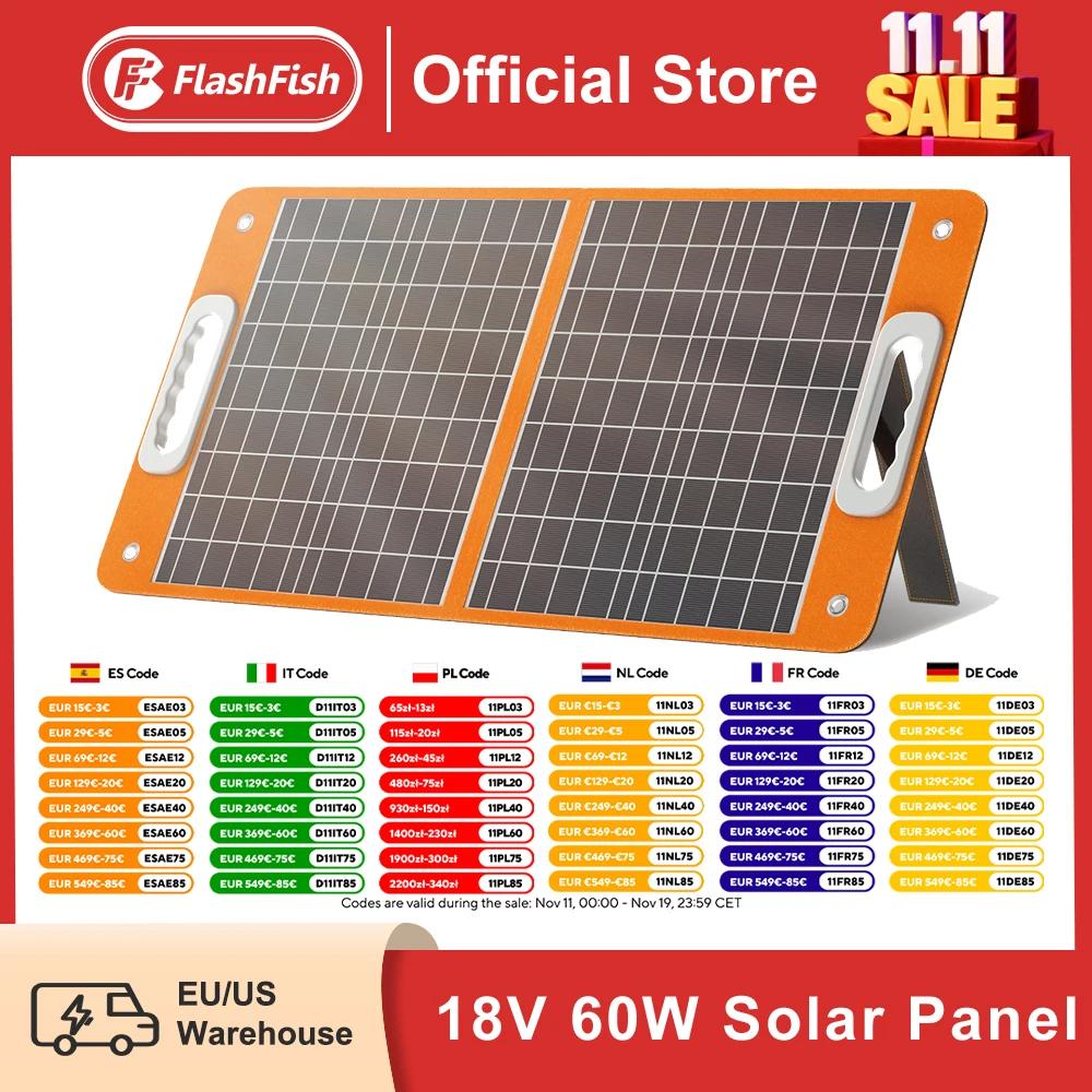 FF Flashfish 18V 60W panneau solaire pliable chargeur solaire Portable avec sortie cc USB-C QC3.0 po