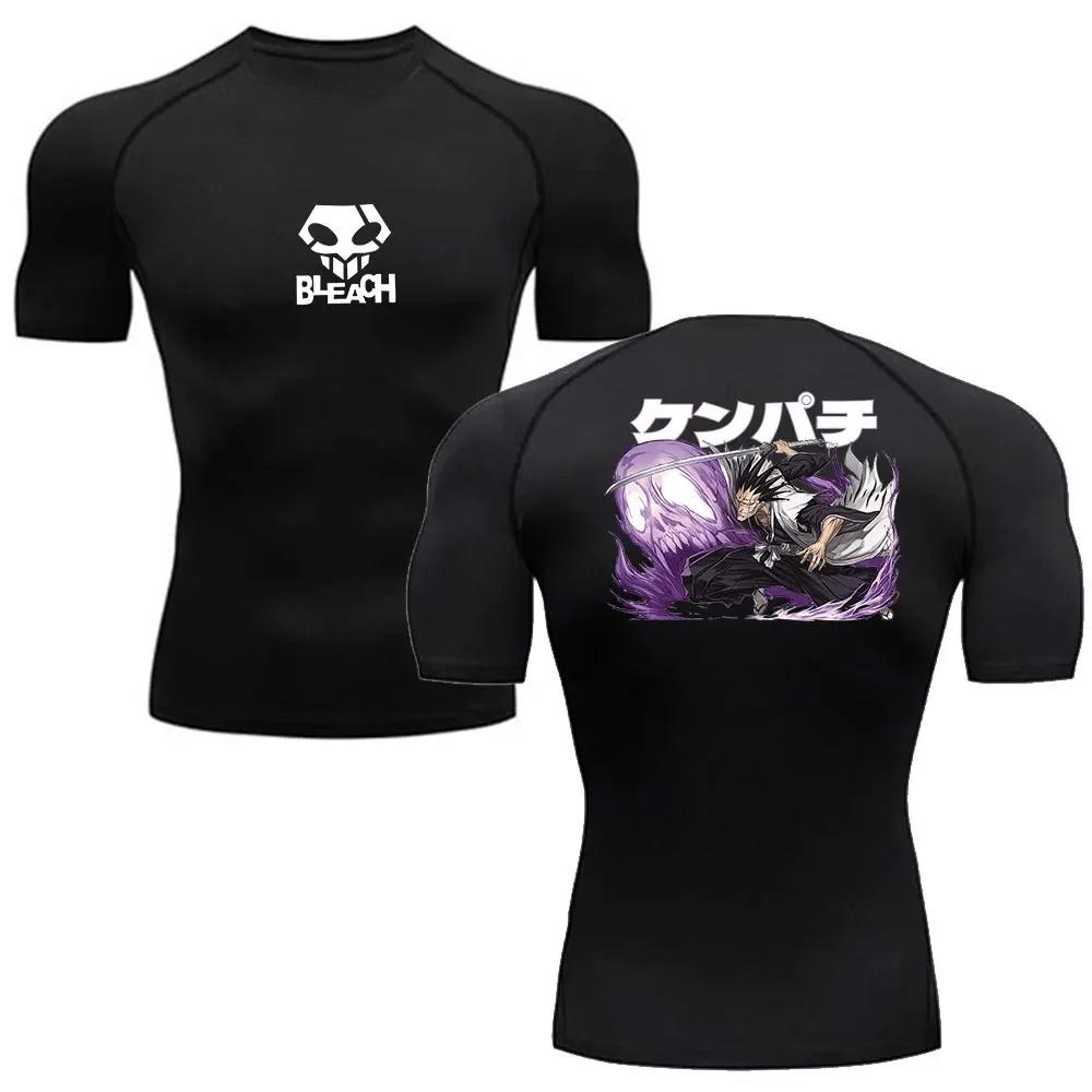 Anime chemise de Compression de blanchiment hommes Fitness Gym Sport course T-Shirt Rashgard hauts T