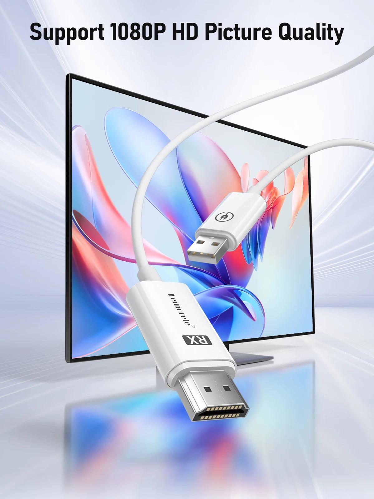 Lemorele – Kit d'extension émetteur-récepteur sans fil HDMI, Dongle d'affichage sans fil 164 pieds/5