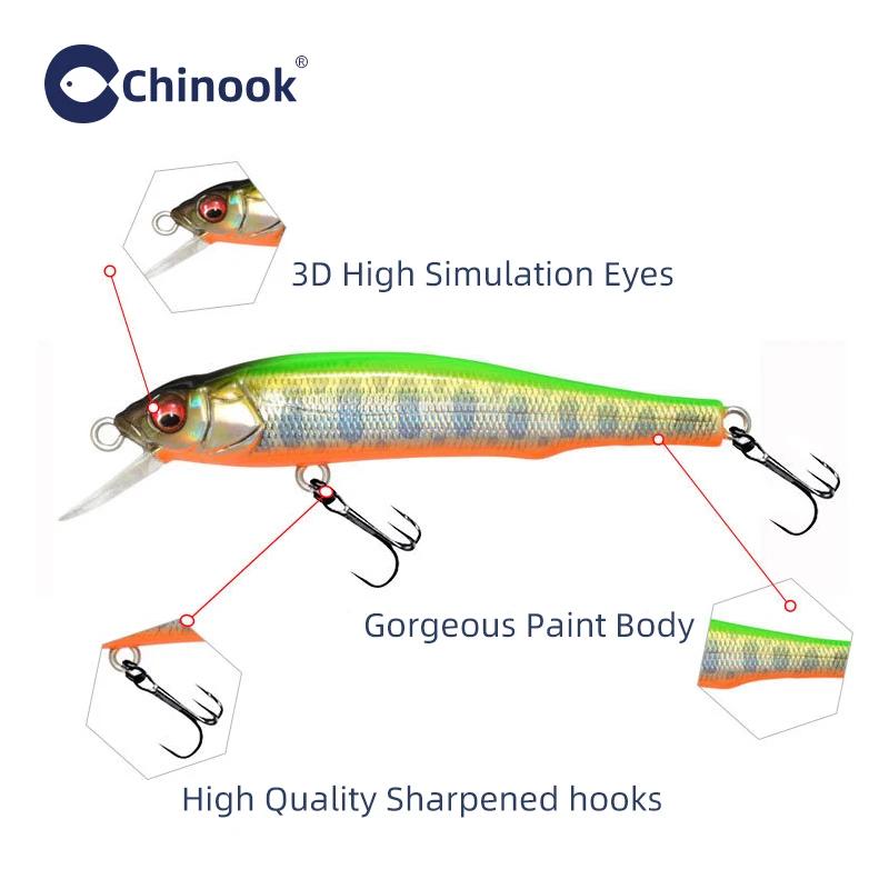 Leurre de pêche Chinook Sinking Suspending Minnow pour truite, 70mm 5g, leurres pour la pêche, swimb