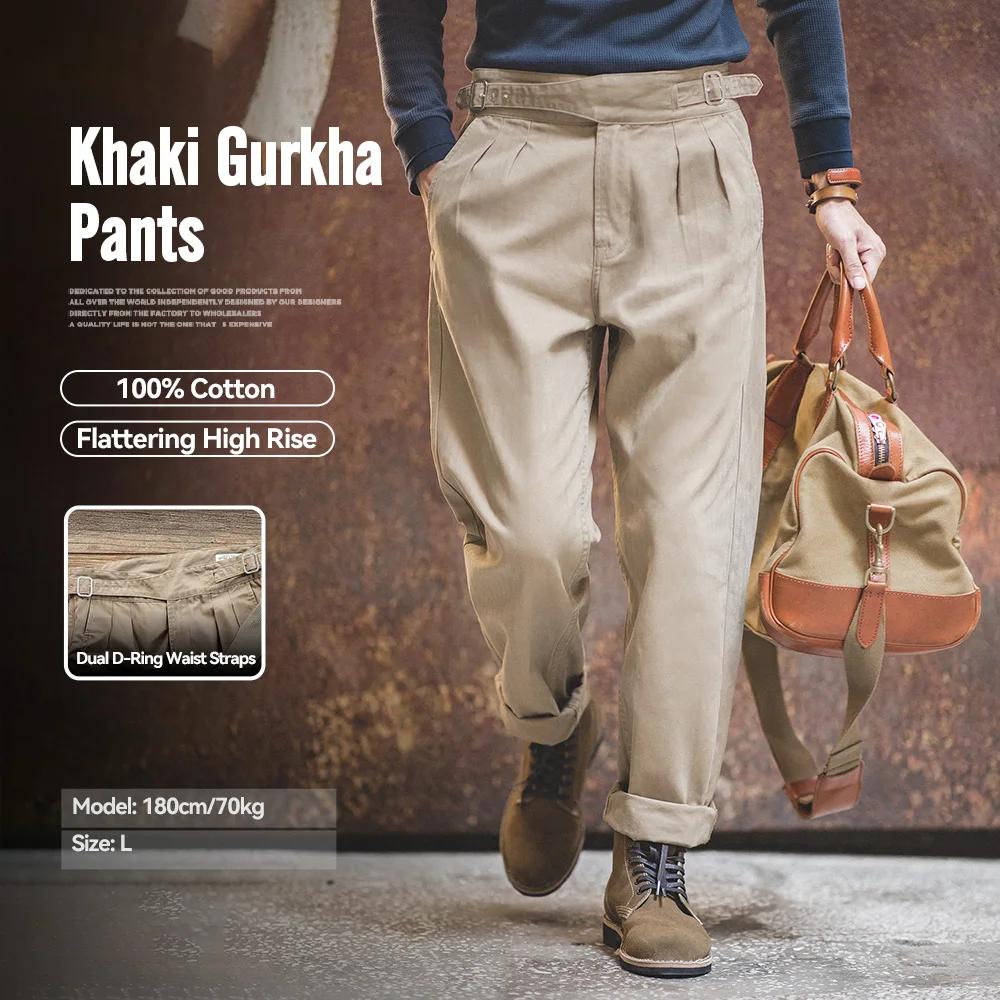 Maden Vintage kaki Gurkha pantalon réglable taille haute décontractée Cargo pantalon de travail clas