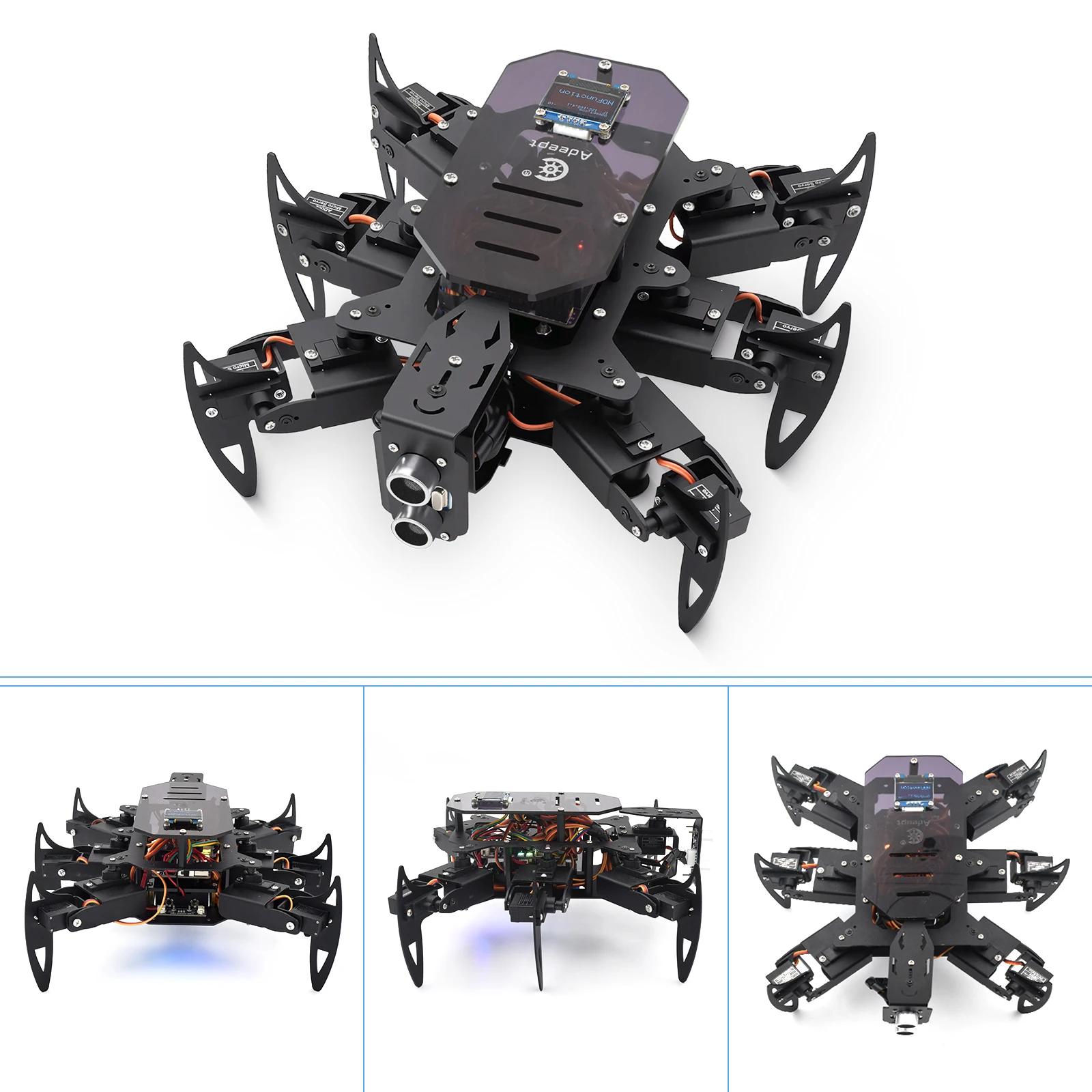 Adeept Ultimate Hexapod Spider Robot Kit, corps métallique, programmation Arduino, télécommande WiFi