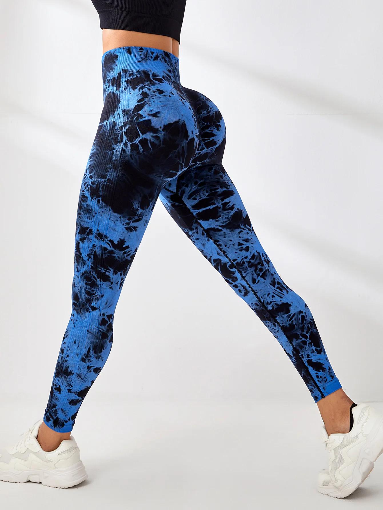 Femmes sans couture cravate colorant Yoga Leggings taille haute Fitness Sexy mode Leggings course bo