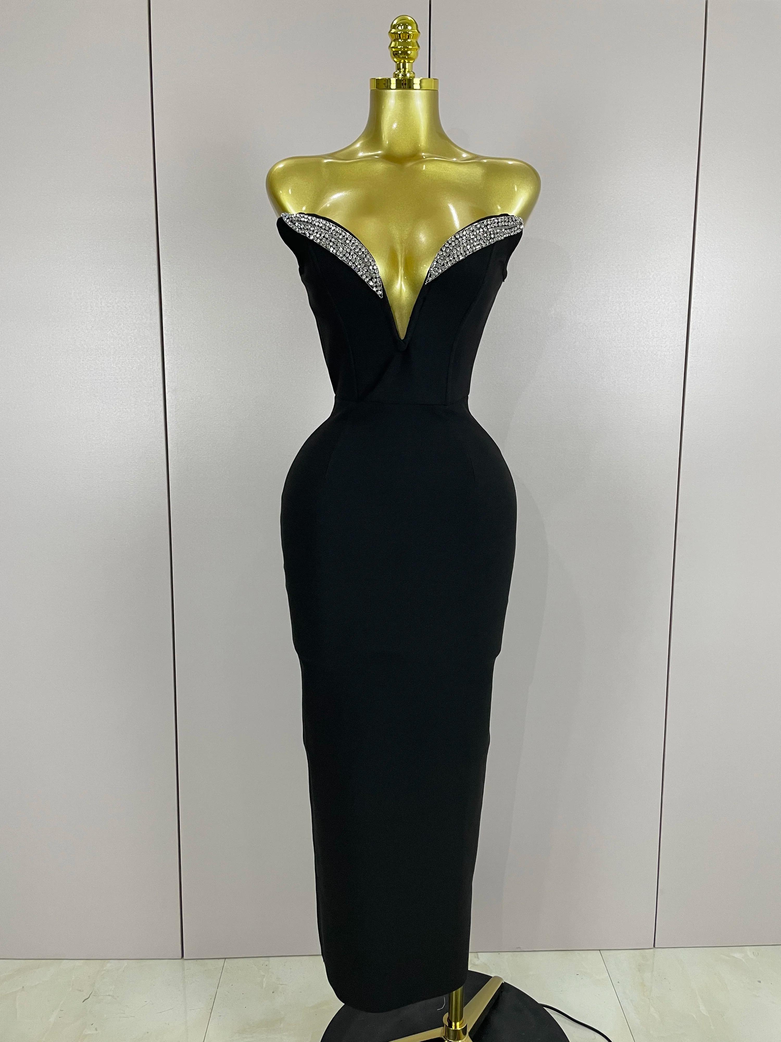 2025 femmes Sexy bretelles brillant strass moulante pansement longue robe mode célébrer soirée luxe