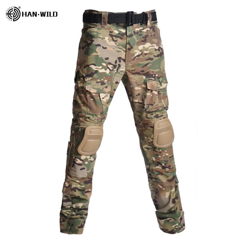 HAN WILD-Pantalon cargo grande taille pour homme avec coussinets, pantalon de camping multi-poches,