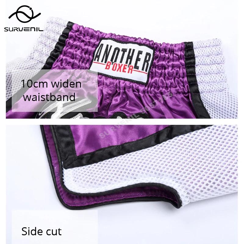 Muay Thai pantalon broderie short de boxe femmes hommes Satin combat Kickboxing maillot d'entraîneme