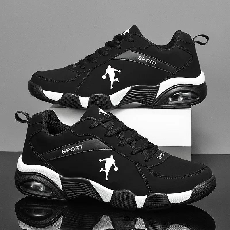 Baskets de course pour hommes en plein air confortable en cuir + maille chaussures de marche hommes