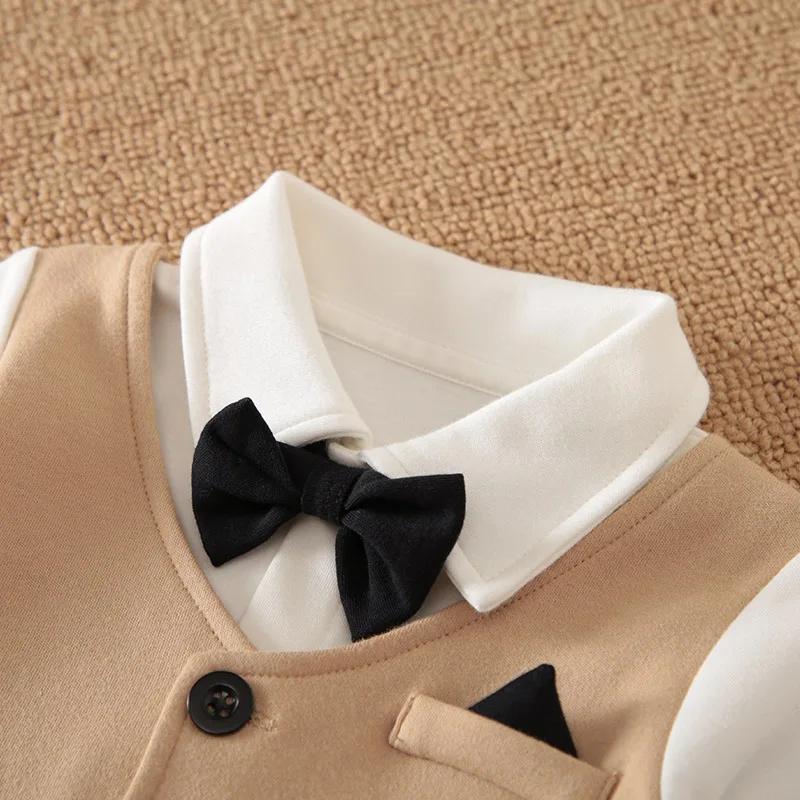 Printemps et automne Style garçons et filles beau Gentleman sortant robe formelle coton confortable