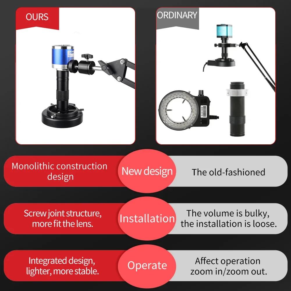 Microscope à souder avec objectif Zoom 1-150X HD 4K 48MP 1080P, caméra industrielle Type C HDMI, Mic