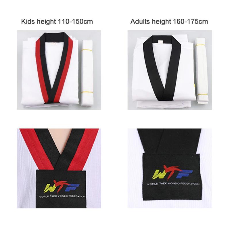 Nouveau uniforme Gi à manches longues Costumes TKD vêtements uniformes de Taekwondo blancs WTF karat