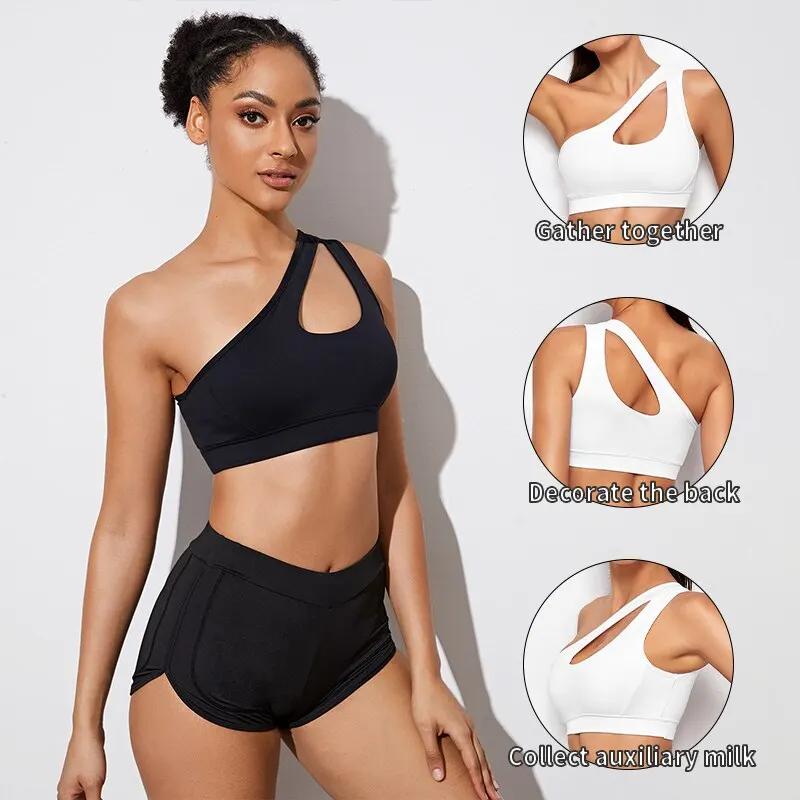 Soutien-gorge de sport pour femmes, Push Up, Fitness, asymétrique, épaule dénudée, antichoc, Yoga, n