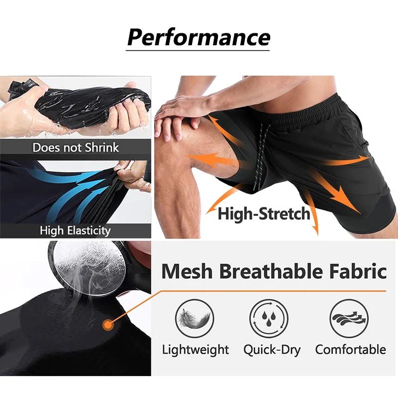 Anime sport Fitness course Jogging Performance Shorts hommes Shorts 2 en 1 bicouche Shorts imprimer