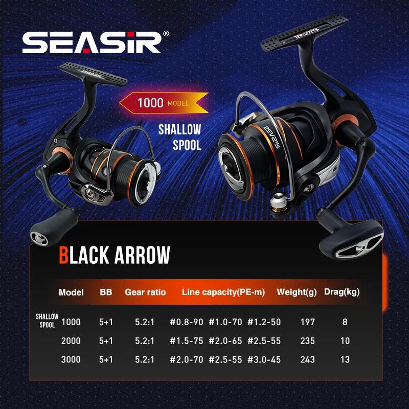 SEASIR Moulinet de pêche Spinning Black Arrow, équipement principal en métal, bobine en aluminium p