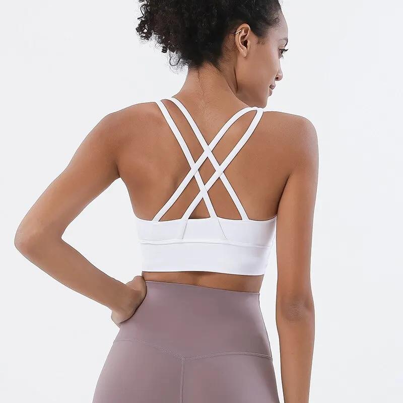 Soutien-gorge nylon respirant femme sport - Haut sexy yoga fitness course sous-vêtements athlétiques