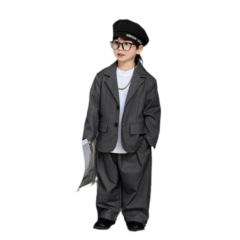 Ensembles de blazers décontractés pour garçons, veste et pantalon gris adt, uniformes de mariage tre