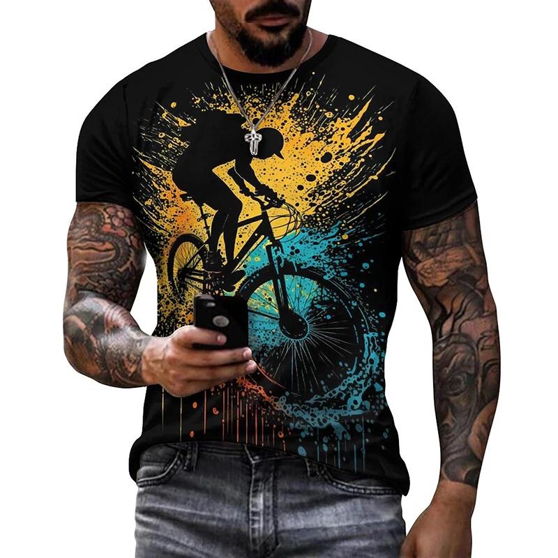 T-shirt graphique de vélo vintage pour hommes et femmes, vêtements College en 3D, t-shirt de vélo, h