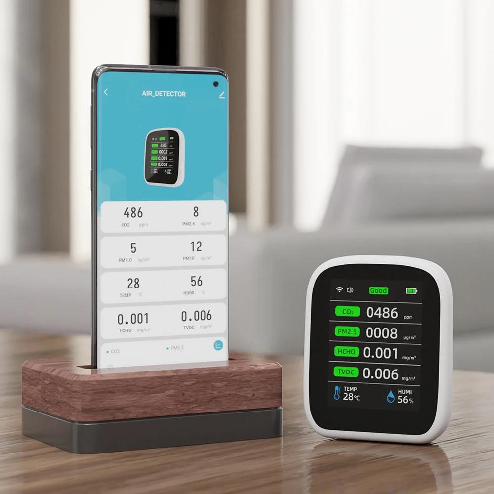 Tuya WIFI 8 en 1 moniteur de qualité de l'air CO2 HCHO TVOC PM1.0 PM2.5 PM10 testeur température hum