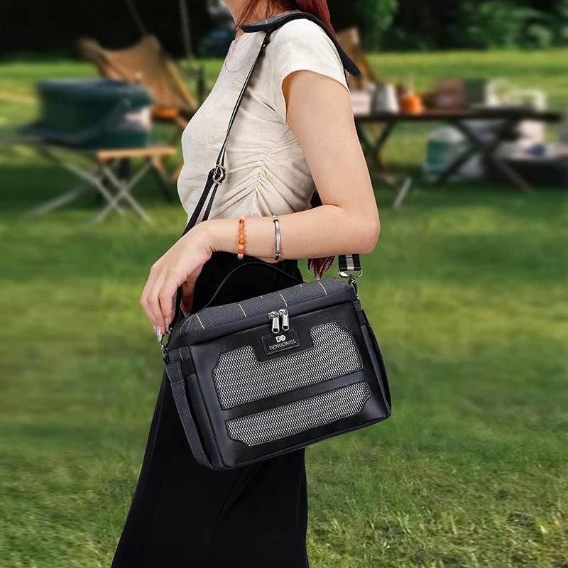 DENUONISS nouveau sac isolé à carreaux sac froid Double isolation sac à déjeuner en maille de grande