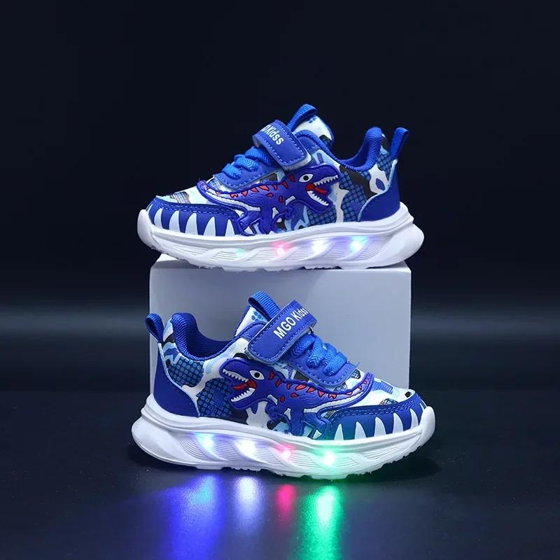 Chaussures lumineuses Led pour garçons, baskets décontractées Mickey pour enfants, chaussures de Spo