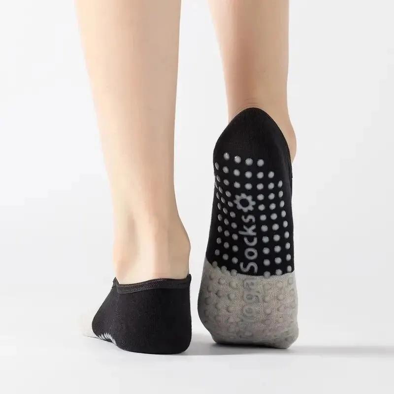 Chaussettes de Yoga antidérapantes pour femmes, mignonnes, dos nu, à bandes, Pilates, danse de Balle