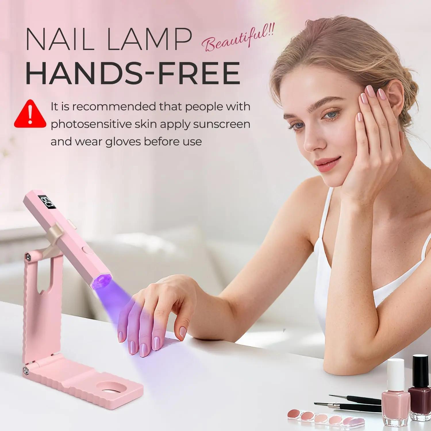 Ensemble de lampes à ongles UV/LED sans fil, lumière portative avec support, affichage LCD, sèche-on