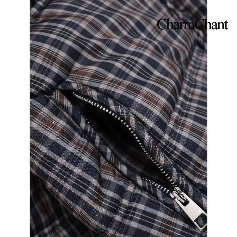 CharmChant col montant Plaid doudoune pour femmes hiver 2025 rembourrage manteau femme nouveau en ma