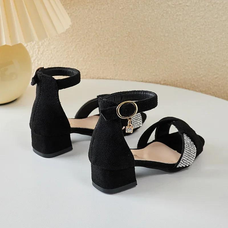Chaussures Mary Jane pour enfants, pour fêtes, mariages, spectacles, sandales à talons bas plissées