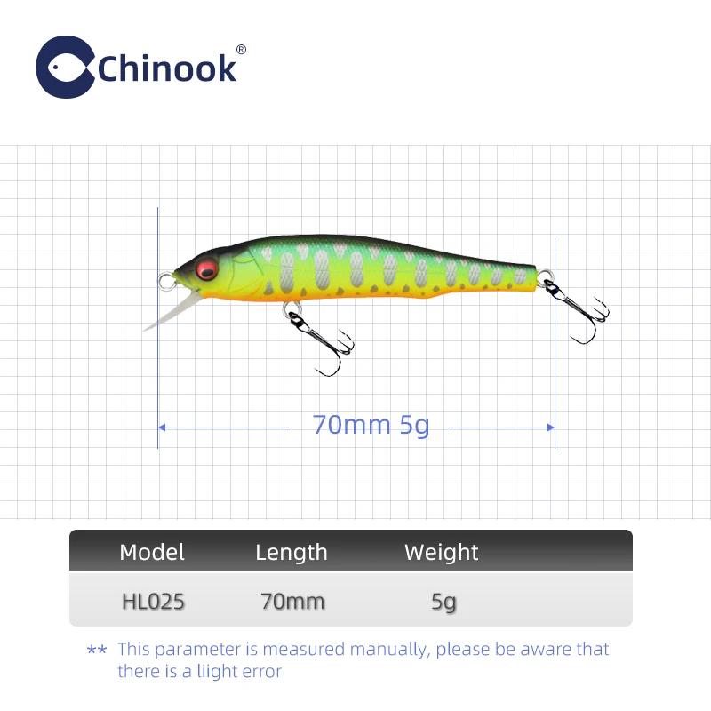 Leurre de pêche Chinook Sinking Suspending Minnow pour truite, 70mm 5g, leurres pour la pêche, swimb
