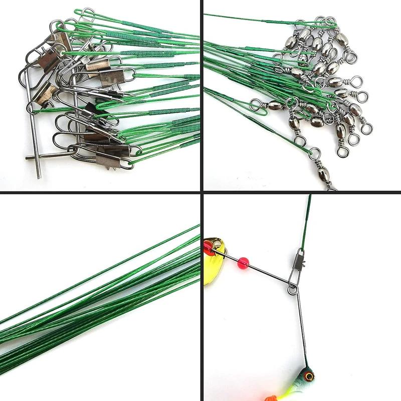 100/50/30/10 pièces Anti-morsure ligne de pêche en acier fil d'acier Leader avec accessoire de pêche