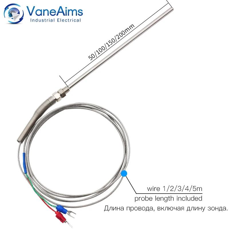 VaneAims Thermocouple M8 0.5m 1m 2m 3m Type K J PT100 50mm 100mm 150mm 200mm sonde à ressort de Comp