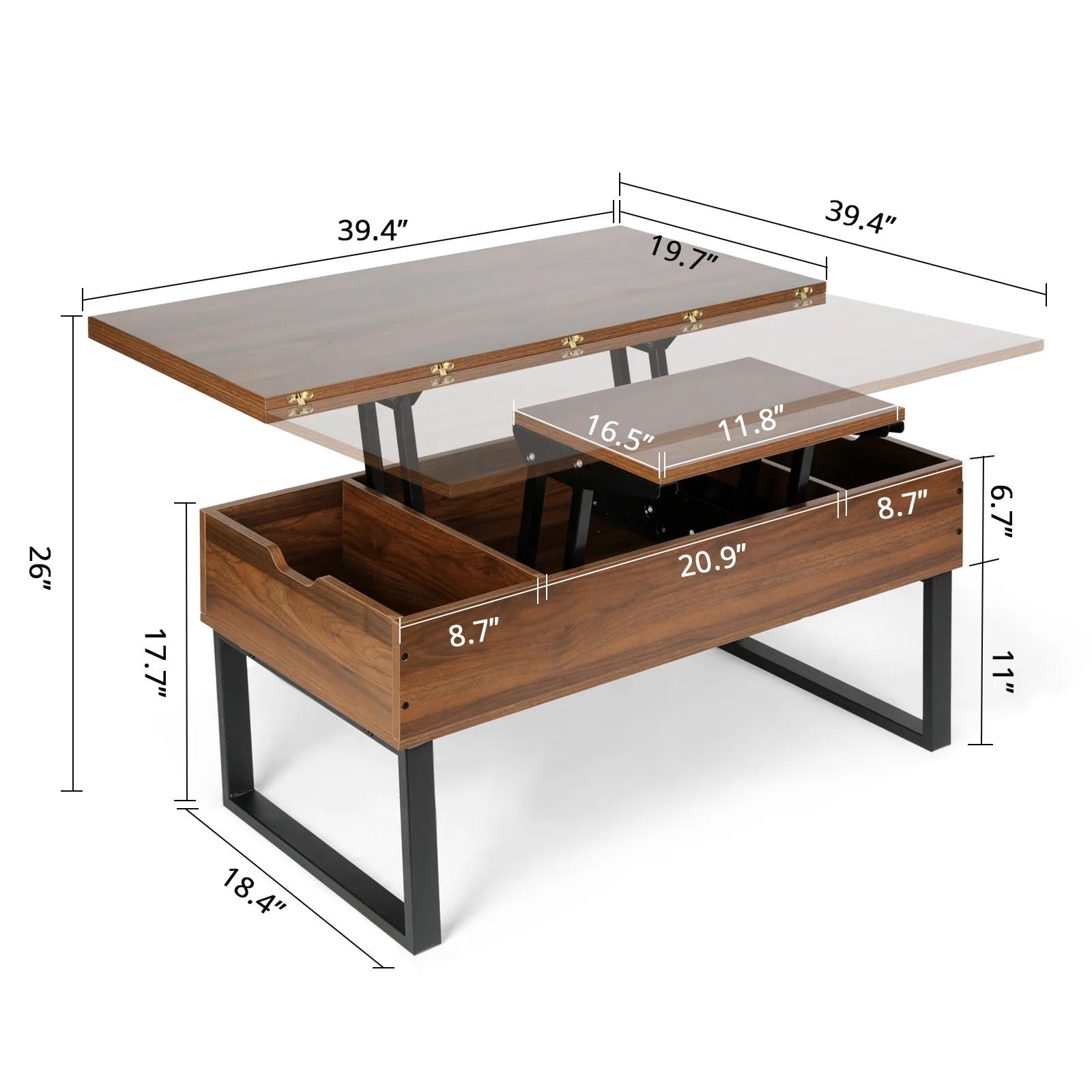 VOWNER-Table basse relevable 3 en 1, multifonctionnelle, avec compartiment GNE, pour la salle de séj