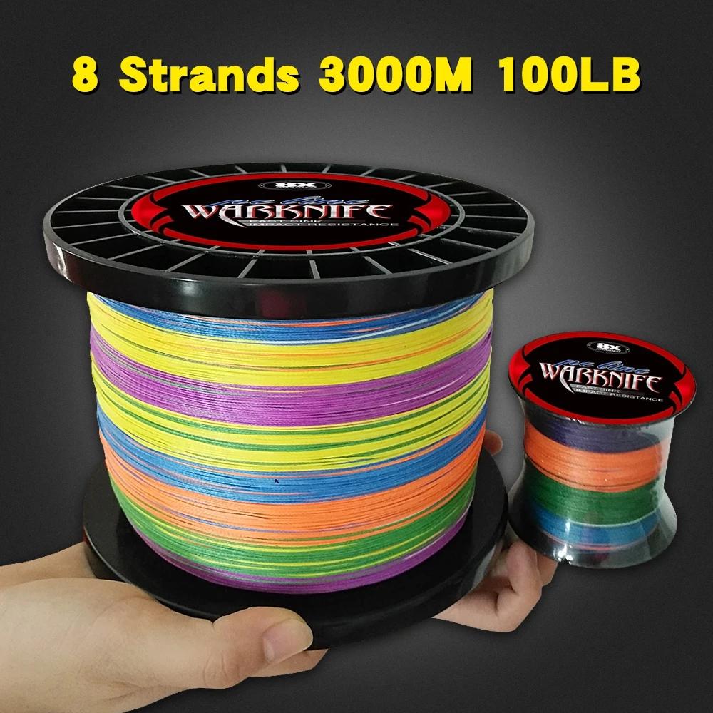 Ligne de pêche tressée PE eau salée durable 8 fils 8 brins 6-300lb 3000m pour pêche sportive
