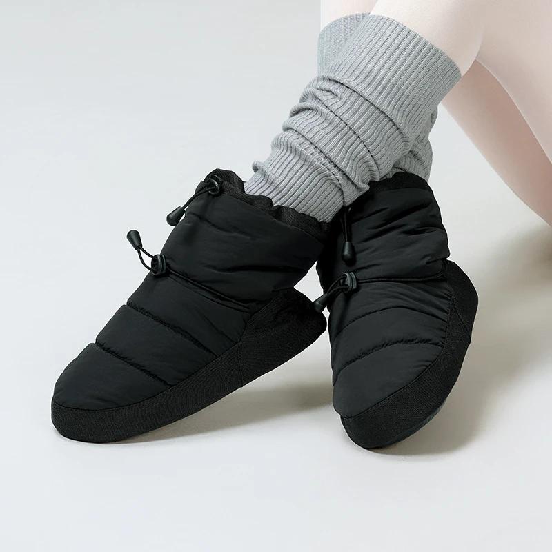Bottes de ballet en velours pour femmes et filles - Chaussures de danse thermiques anti-dérapantes hiver