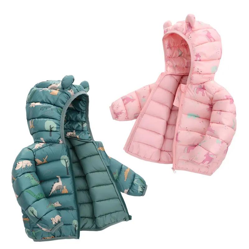 Doudounes pour bébés garçons et filles, manteaux à fermeture éclair motif ours de dessin animé pour