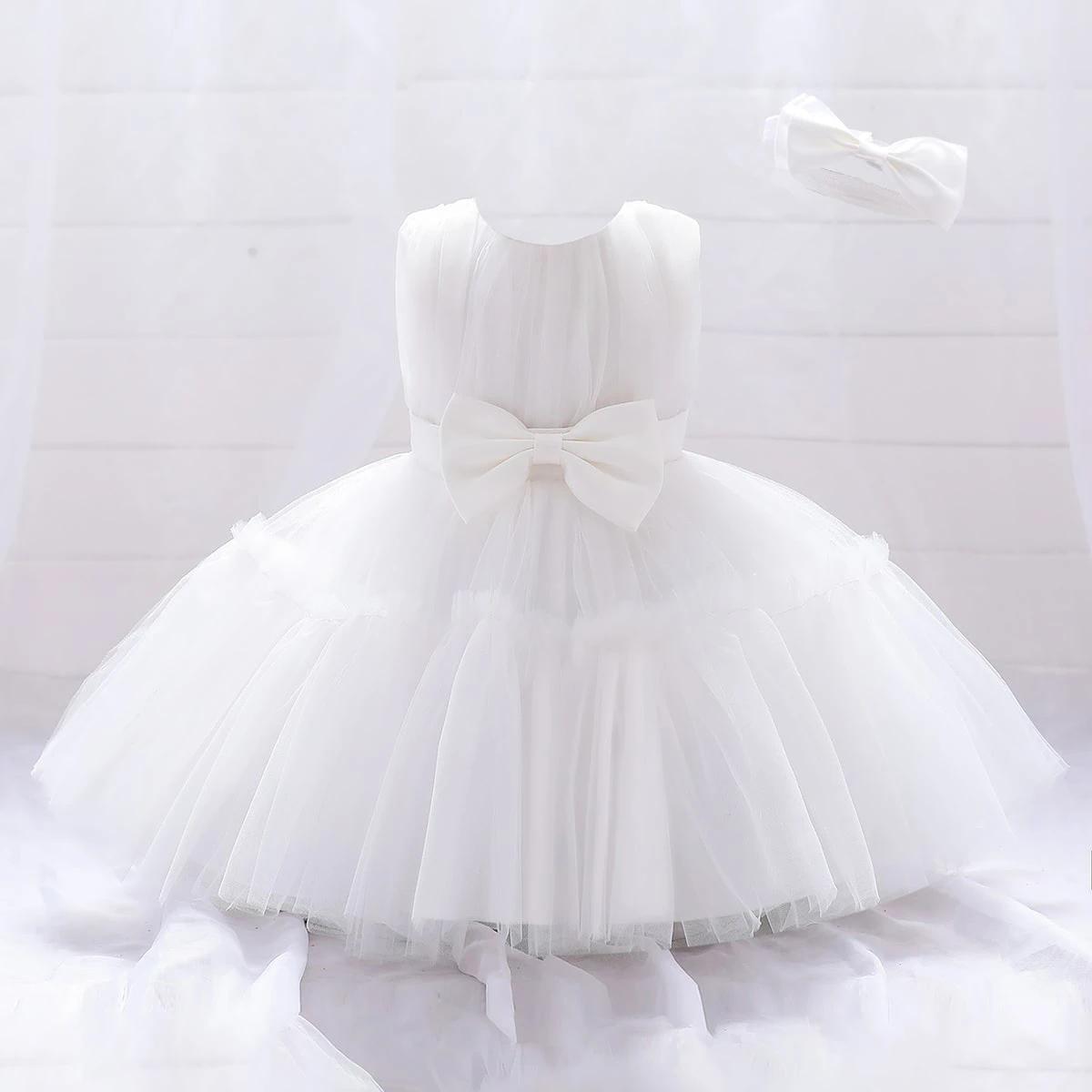 Robes de baptême pour bébés filles, tenue de princesse élégante pour fête de mariage, en Tulle, vête