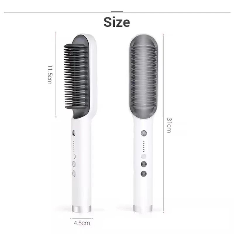 Peigne à lisser 2 en 1, peigne chaud à chauffage rapide, en céramique, à ions négatifs, brosse à lis